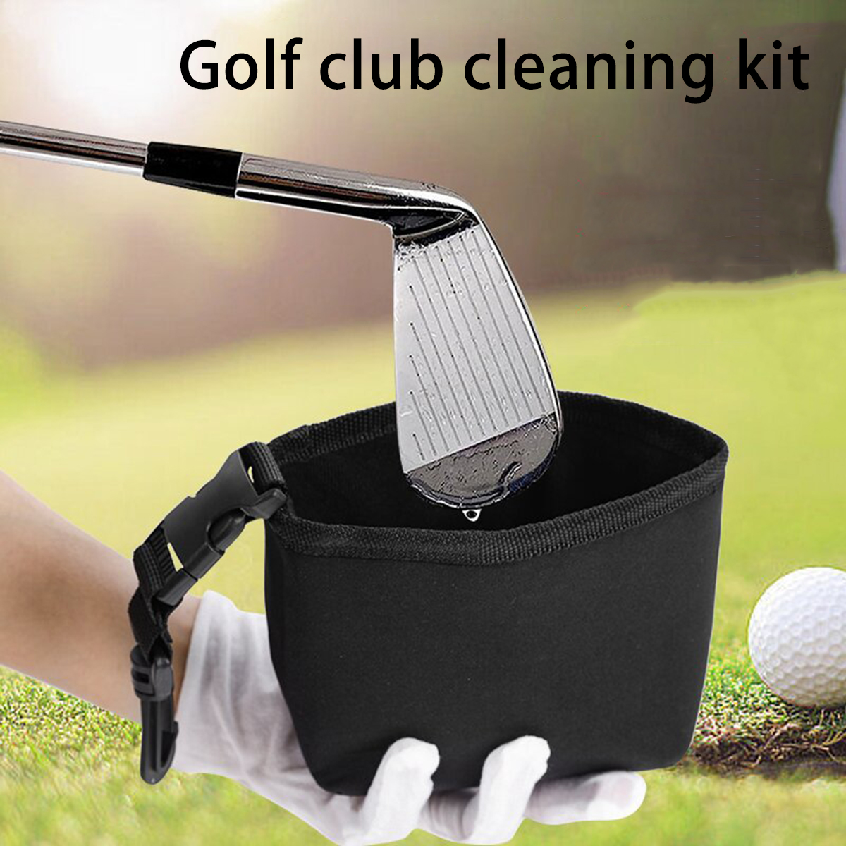 Black Golf Cleaning Bag, Portable Diving Material Simple Golf Cleaning Bag, Firm Hook, Golf Club Wiping Bag, 1 PC