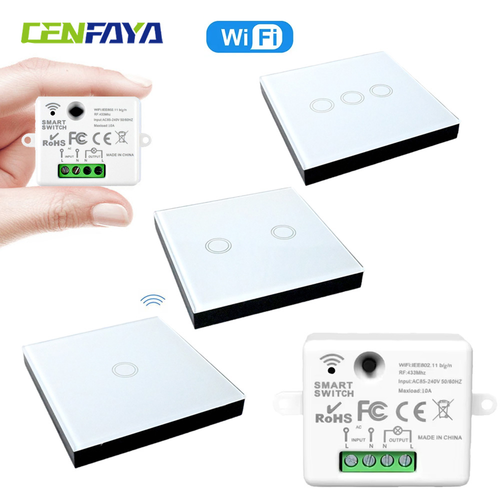 Works with Tuya Smart Life Light WiFi Touch Sensor Smart Switch Remote Control 110V/220V for Alexa Home