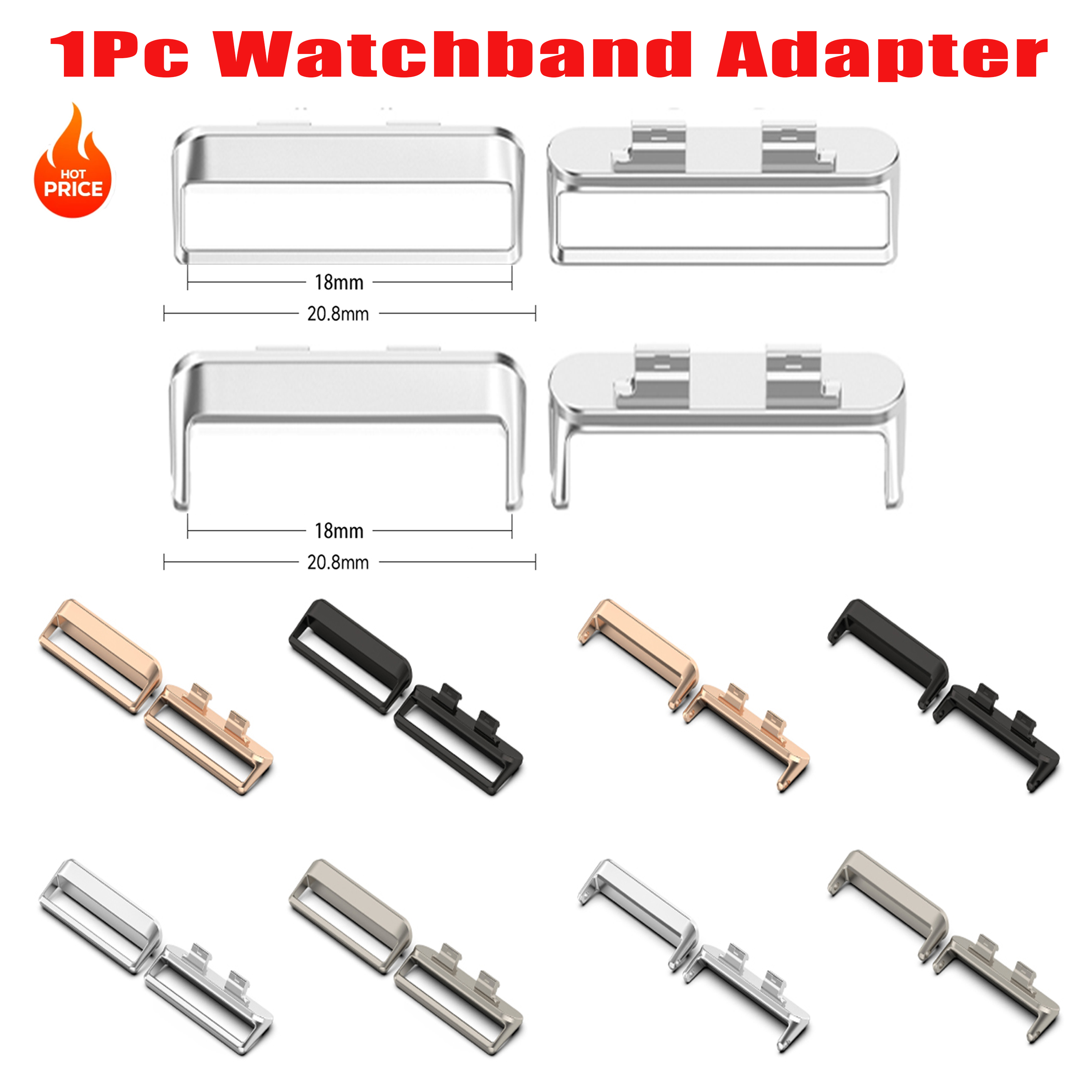 18mm 1Pair band Adapter For Watch Band 11/11Pro Connector Strap Watchband Bracelet Stainless Steel Metal Accessories