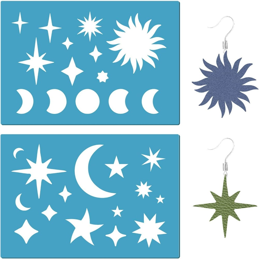 Moon Phase Star Jewelry Shape Template Sun Reusable Leather Earrings Making Planet Acrylic Cutouts Cutting Stencil for Drawing
