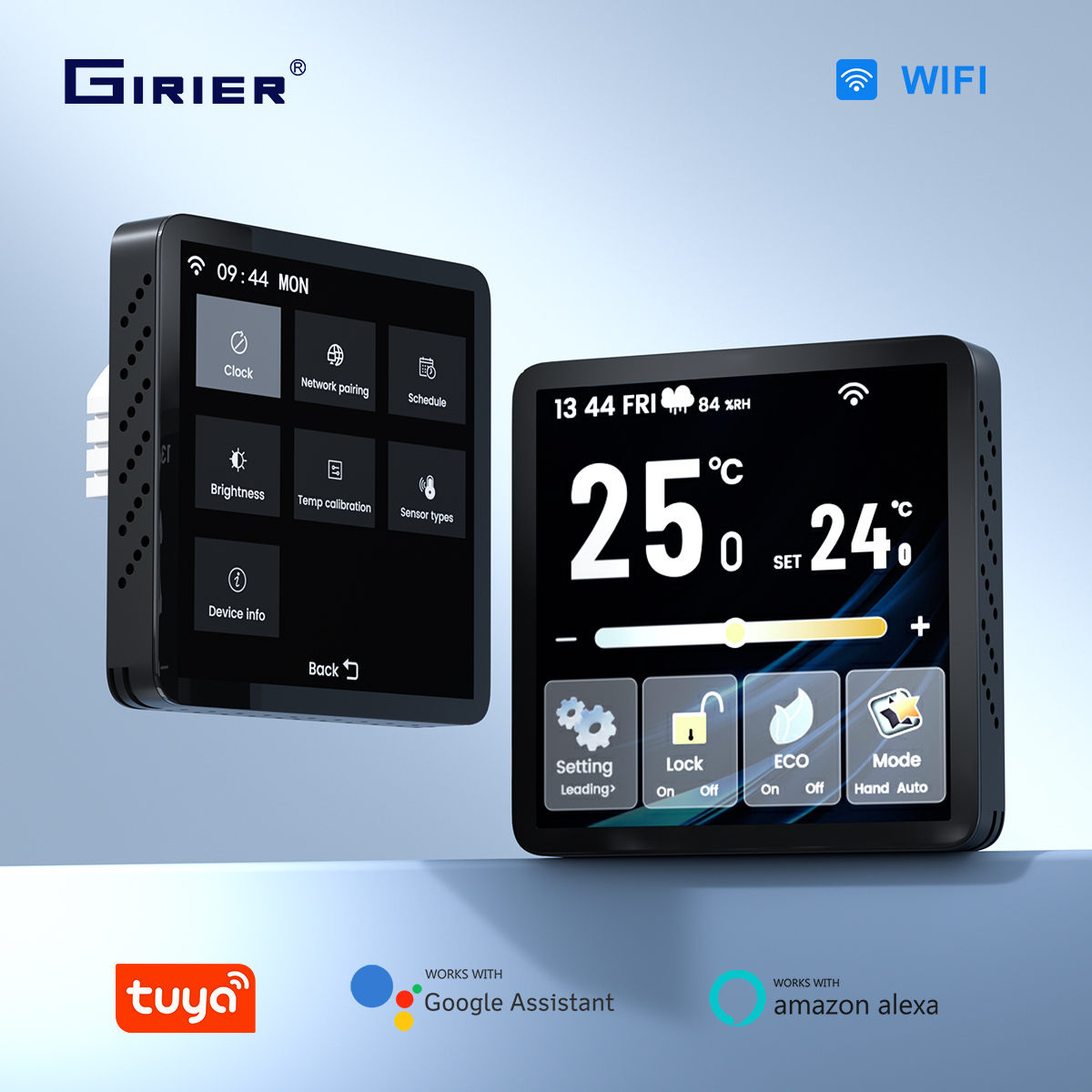 GIRIER Smart Thermostat WiFi Programmable Temperature Controller for Water/Gas Bolier Electric Heating System Works with Alexa