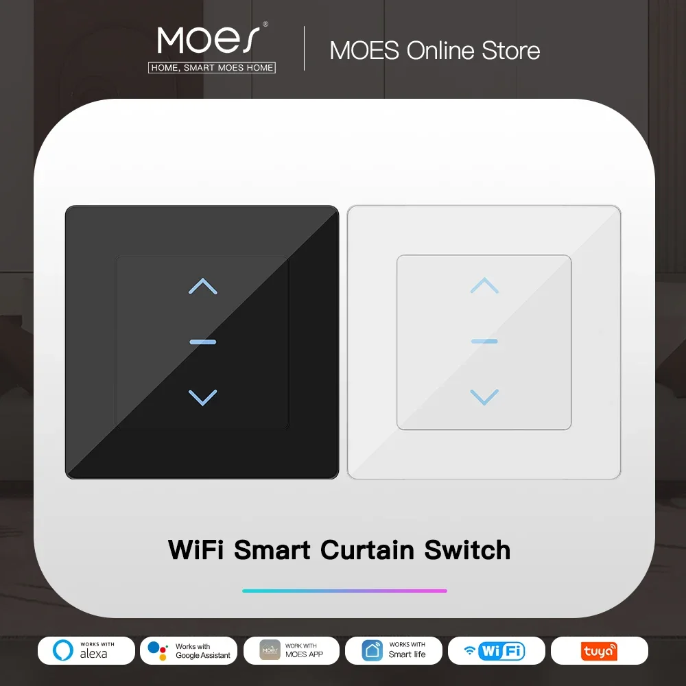 MOES Tuya WiFi Smart Curtain Touch Switch for Motorized Curtains and Roller Blinds Work with Smart Life App Alexa Home