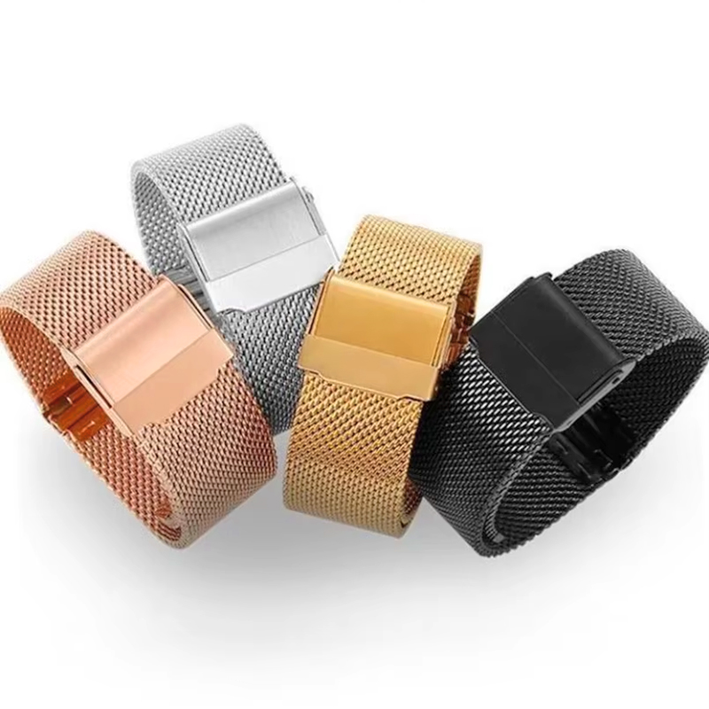 Milanese Mesh Loop Quick Release Stainless Steel Watch Band 18mm 20mm 22mm Bracelet for DW for Omega Adjustable Folding Buckle