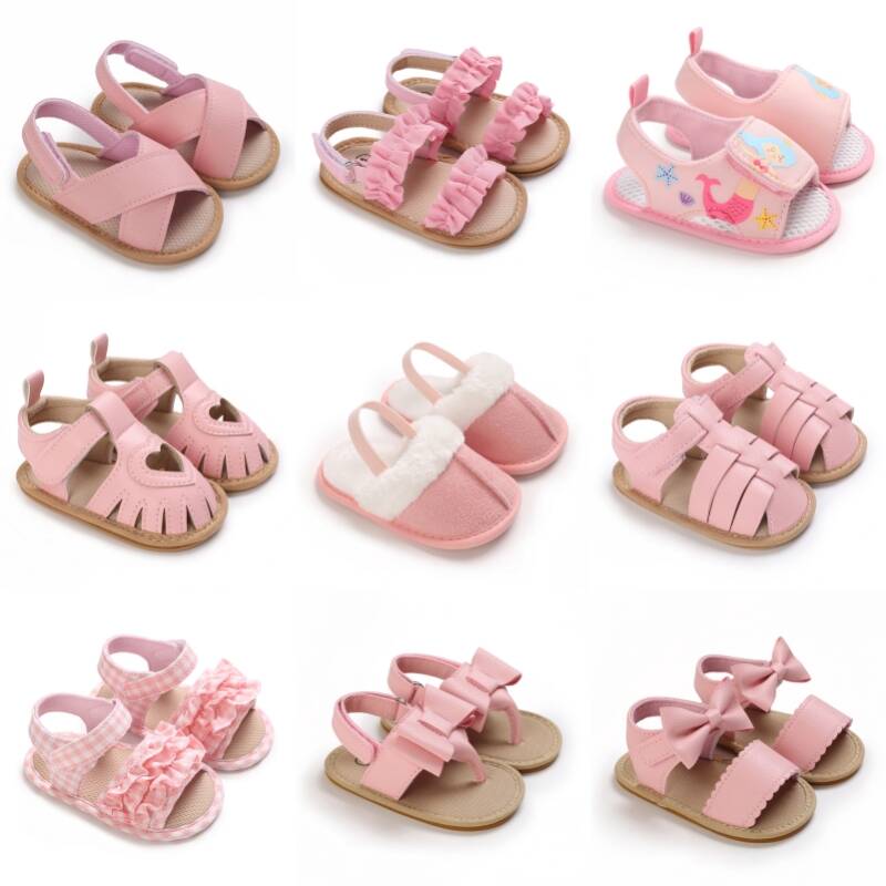 Baby Girl Pink Summer Sandals 0-1 Year Soft Sole First Walker Cute Comfortable Newborn