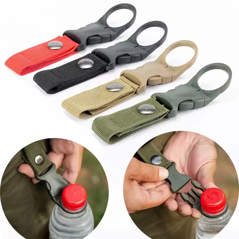 1-3Pcs Webbing Buckle Hook Water Bottle Holder Clip Outdoor Nylon Climb Carabiner Backpack Pendant Camp