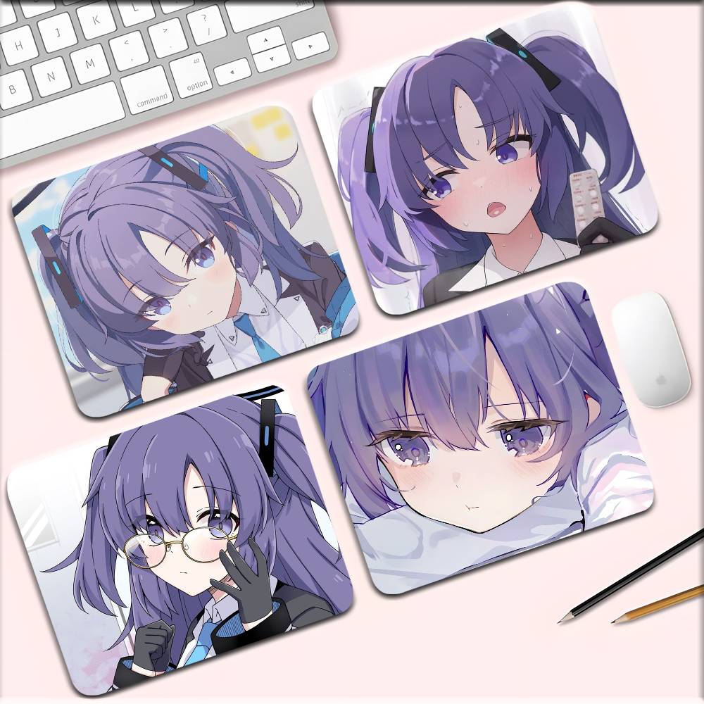 1pc Yuuka Blue Archive Anime Small Mousepad Keyboard Pad Laptop Cushion Non-slip Deskpad
