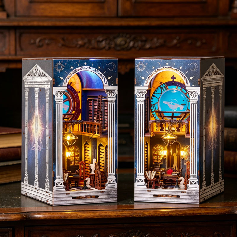 DIY Book Nook Kits Magical Library Wooden 3D Puzzles Miniature Bookend Dollhouse Building Toys Bookshelf Insert Decor Sets