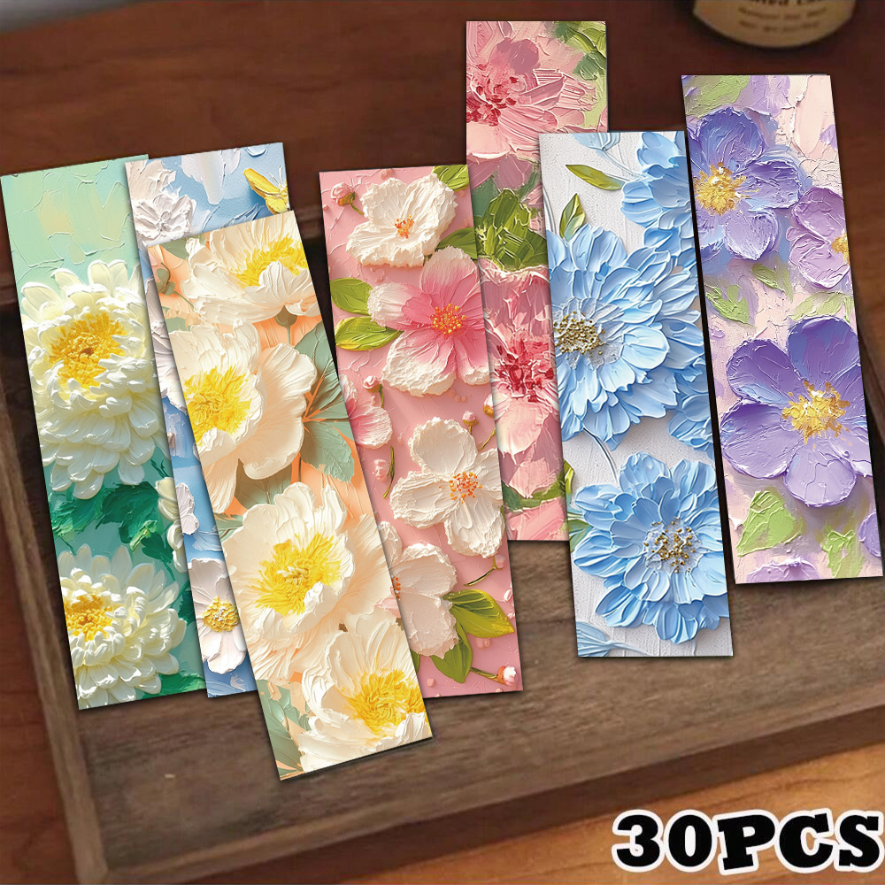 30PCS 3D Oil Painting Flower Bookmarks As Personalized Gifts For Students/Readers Library Office Page Tags