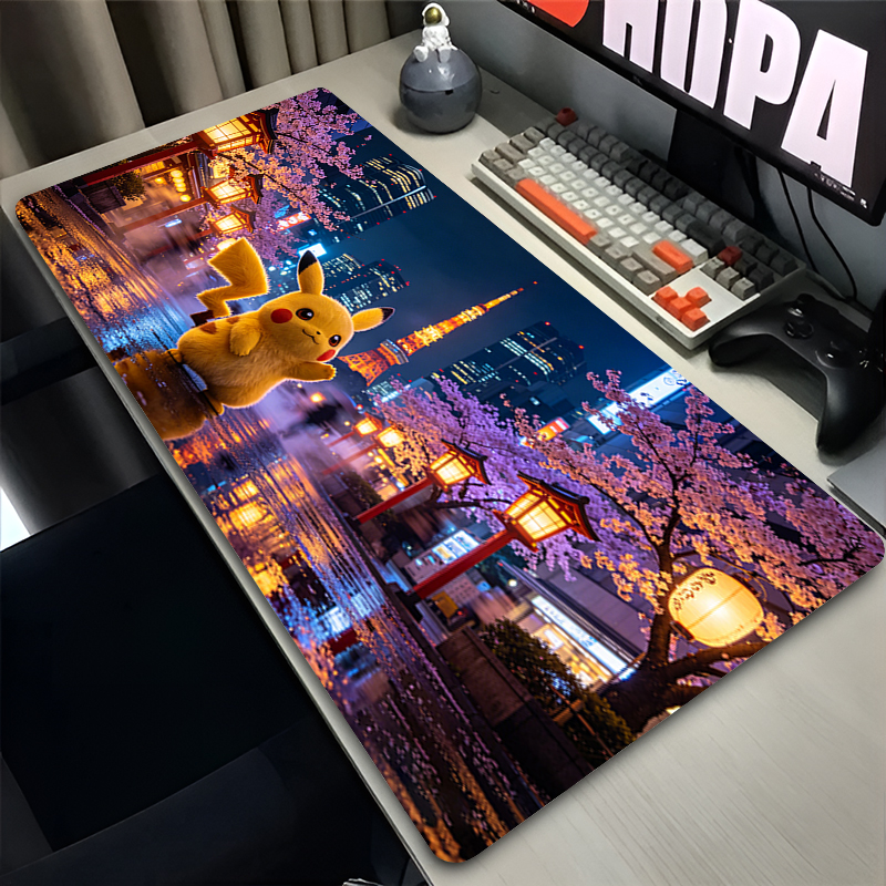 Cute Forest Pikachu Pokemon TCG Zoned Card Game Playmat Large Non Slip Extended Gaming Mouse Pad Desk Mat
