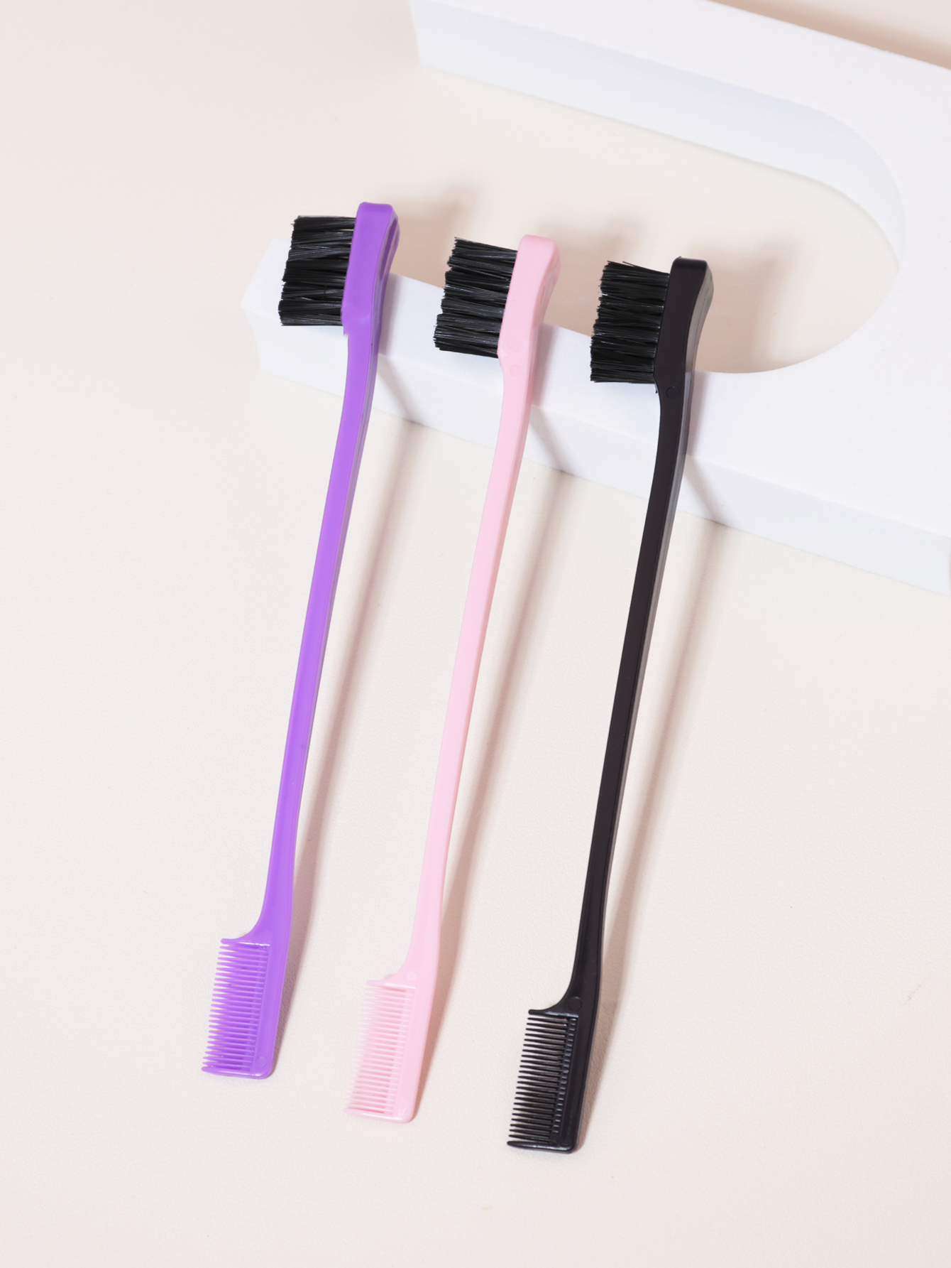 3pcs hair comb eyebrow brush comb double-sided edge control bursh back brush comb, hair styling tool Special for real hair