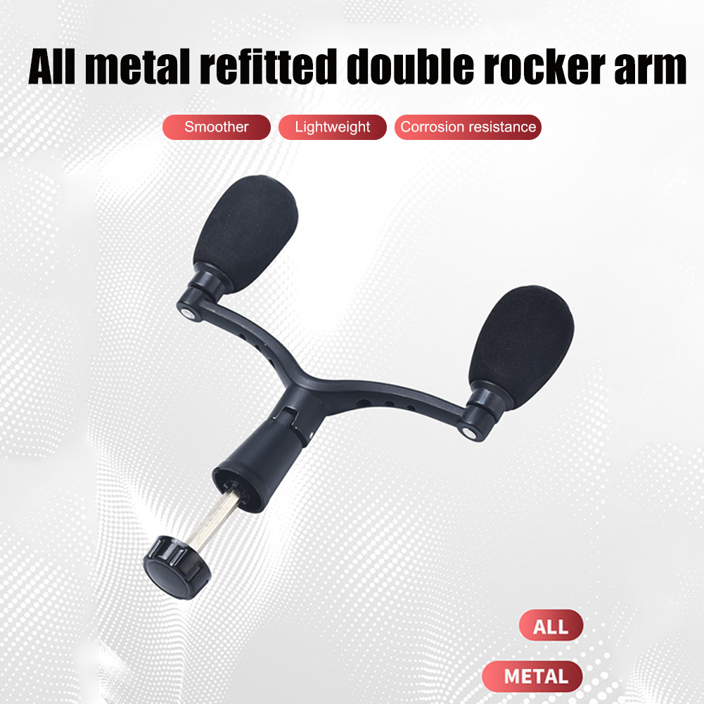 Fishing Reel Double Handle Metal Rocker Rotating Arm Spinning Wheel Handlebar Modified Fishing Tackle Accessories Aluminum Alloy