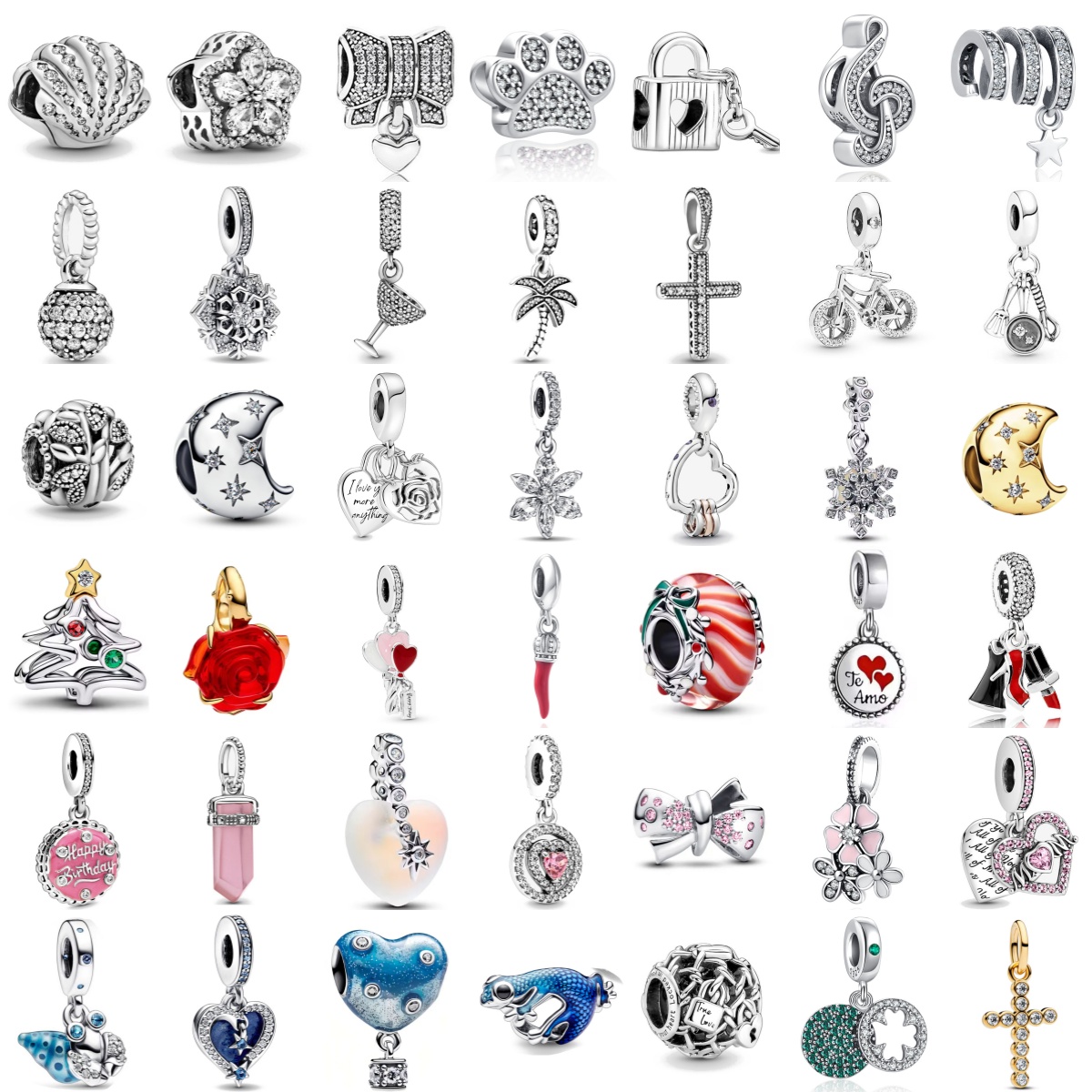 Fashionable 925 Silver Bicycle High Heels Snowflake Cross Note Pendant Fit European Original Bracelet DIY Exquisite Jewelry