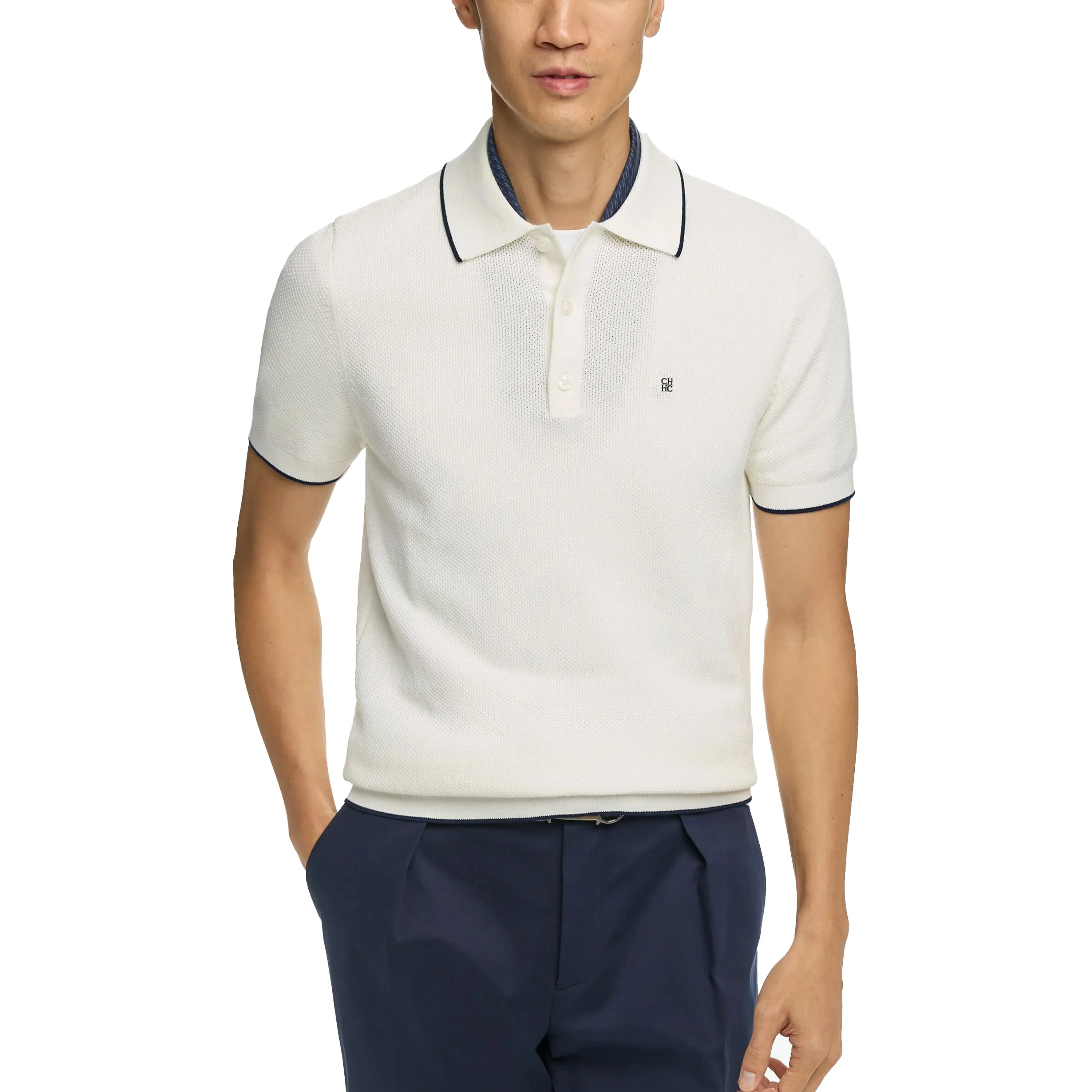 Men's Collar Short Sleeved New Knitted Casual Business Men's Pullover