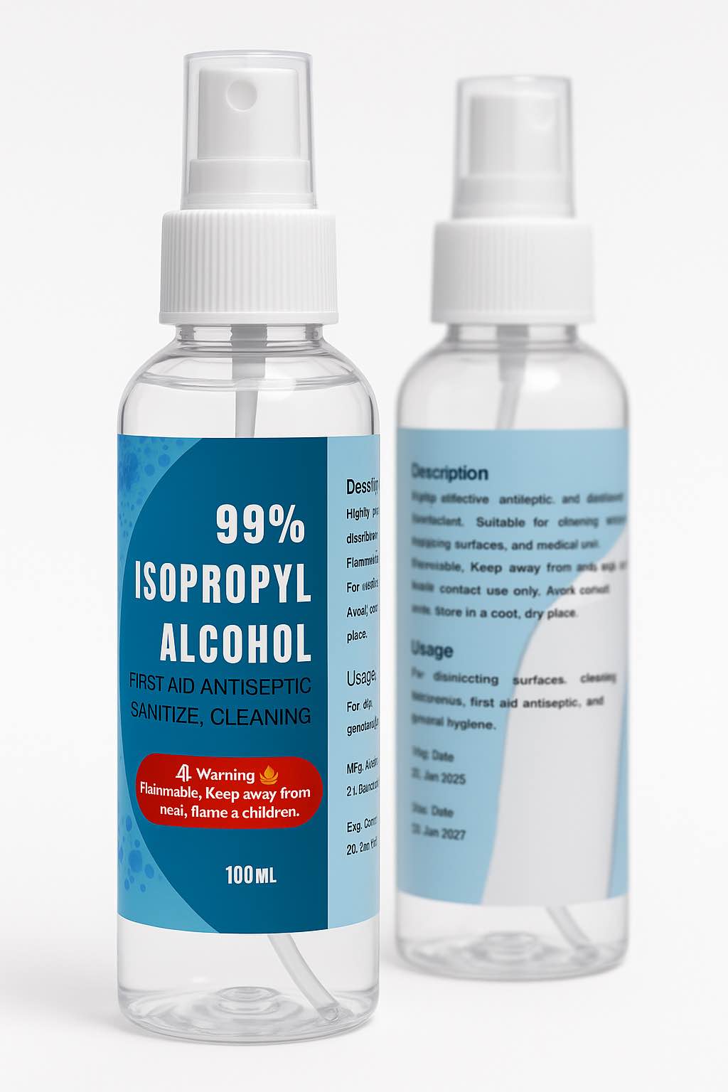 100 ML Isopropyl Alchohol, Rubbing Alcohol 99.9% pure, disinfectant, sanitize, cleaning