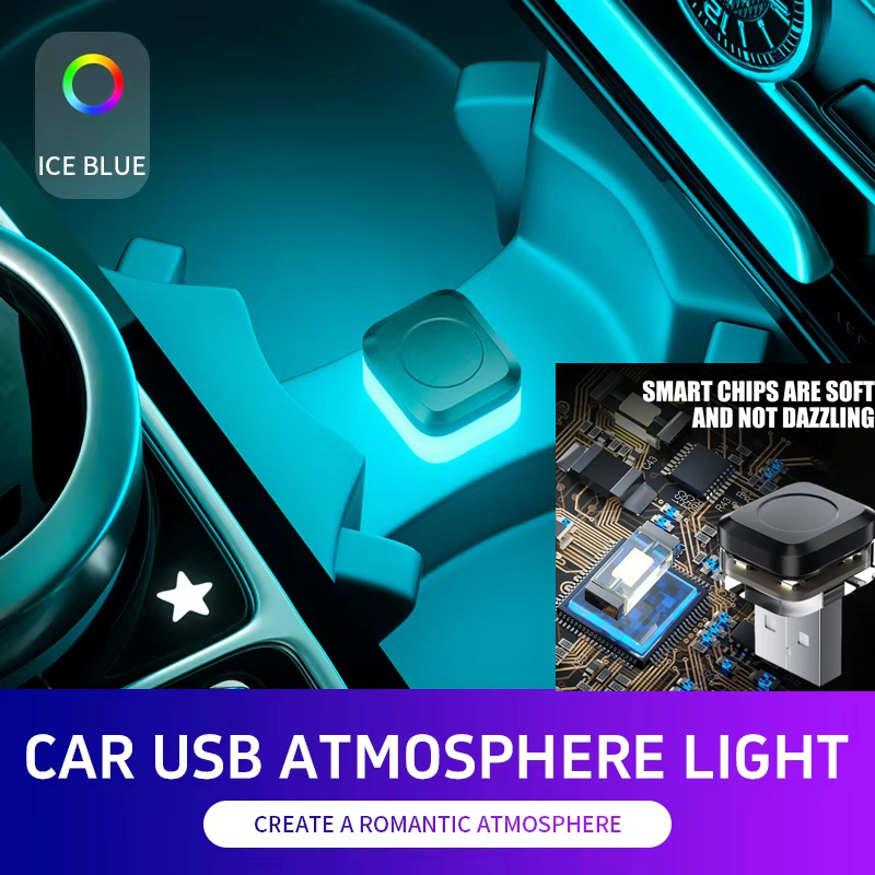 New USB Light Multicolor Gradient & Flashing Car Ambient Light Plug and Play Mini LED Atmosphere Lamp for Vehicles Home Laptop