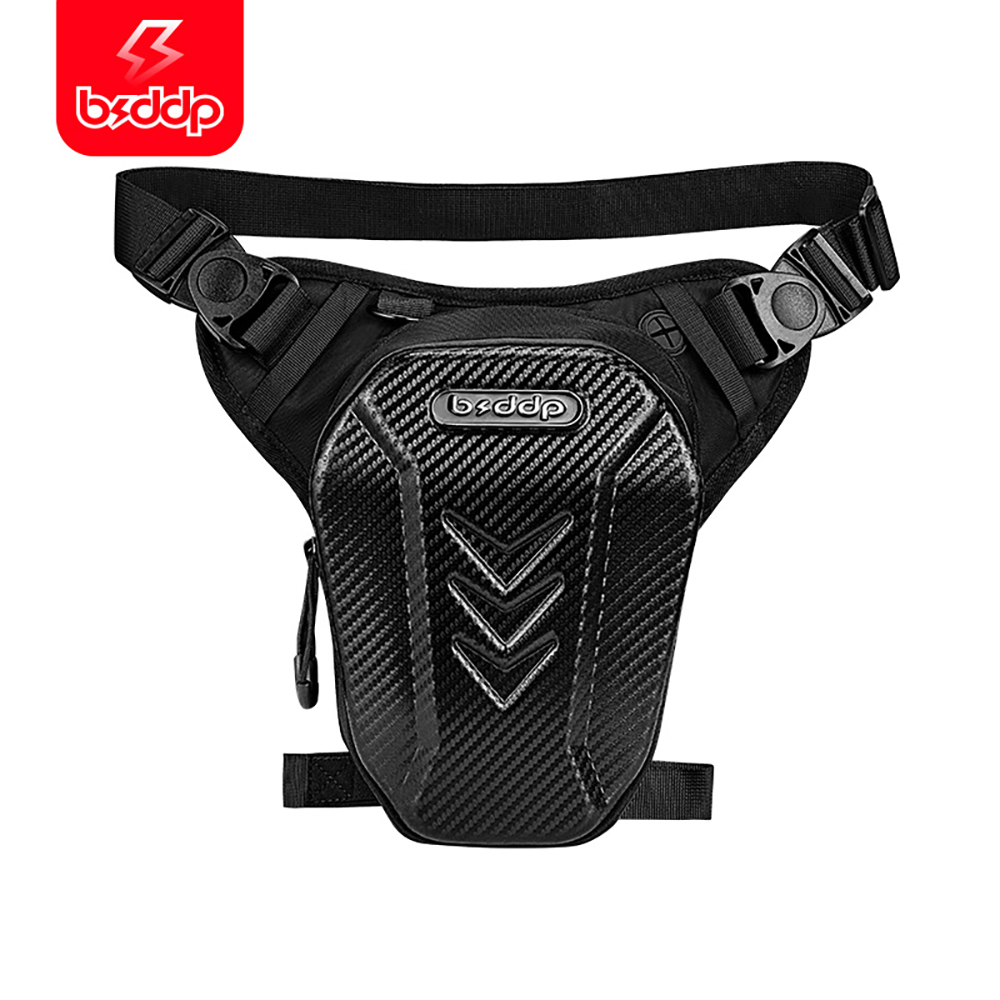 2024 New Waterproof Motorcycle Drop Leg Side Bag Black Motorcycle Bag Hard Shell Outdoor Casual Waist Bag Motorbike Hip Bum Pack