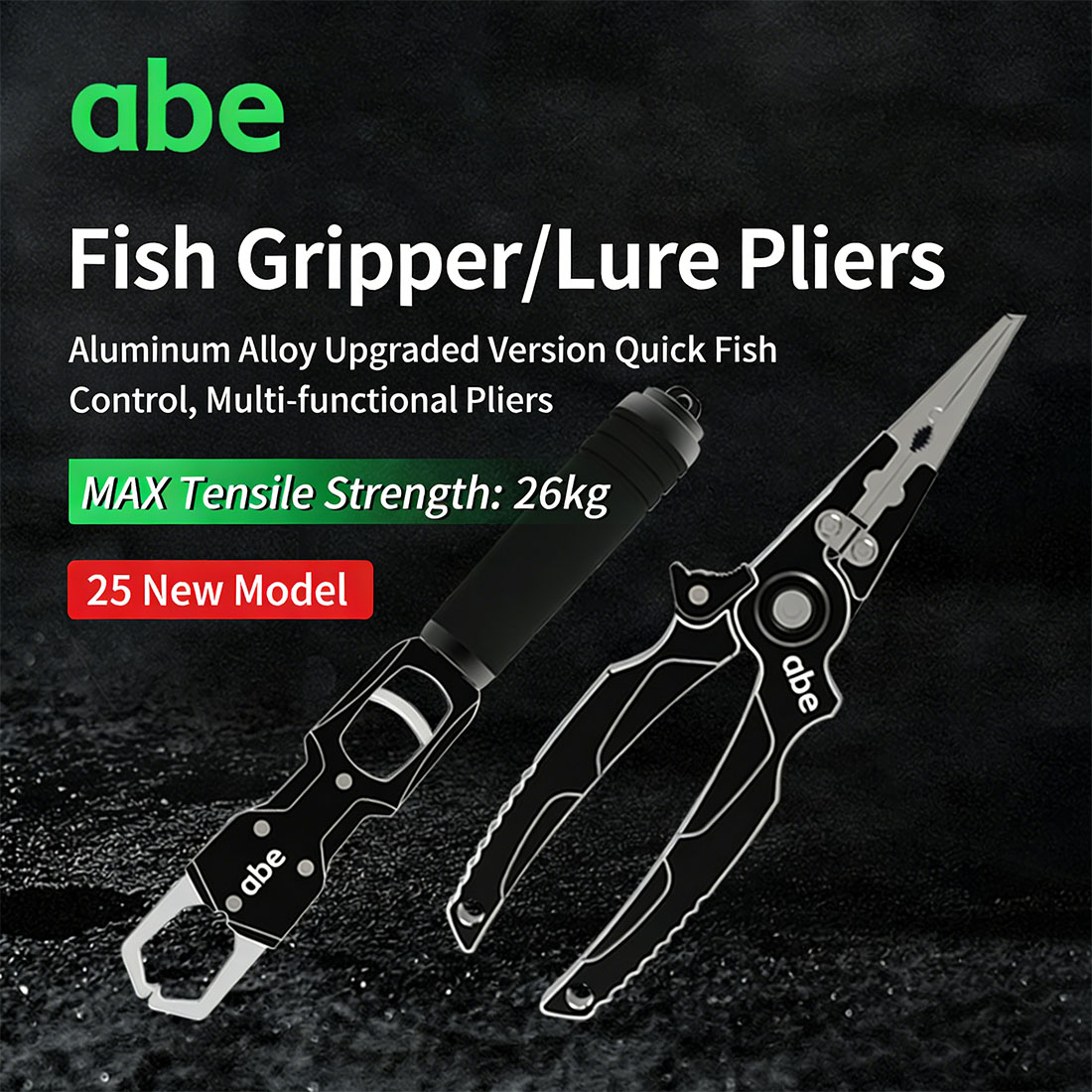 ABE 26KG Scale Aluminum Alloy Fishing Pliers - Multi-Functional Micro/Heavy-Duty Fish Gripper Hook Remover PE Line Cutter