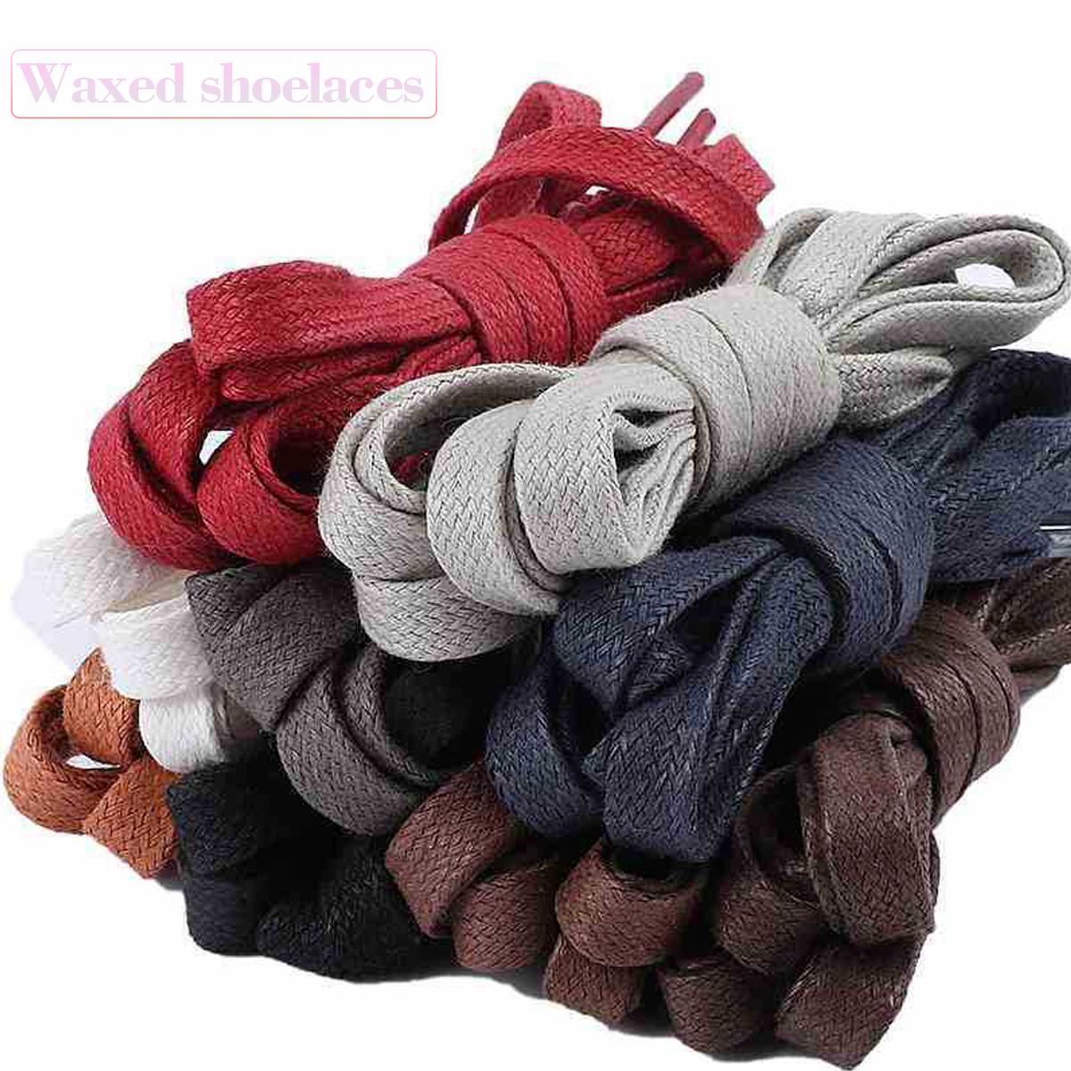 1 Pair Waxed Cotton Leather Boots Casual Shoes Flat Shoelaces for Men Women Flat Waxed Shoelaces for Dress Shoes Boots
