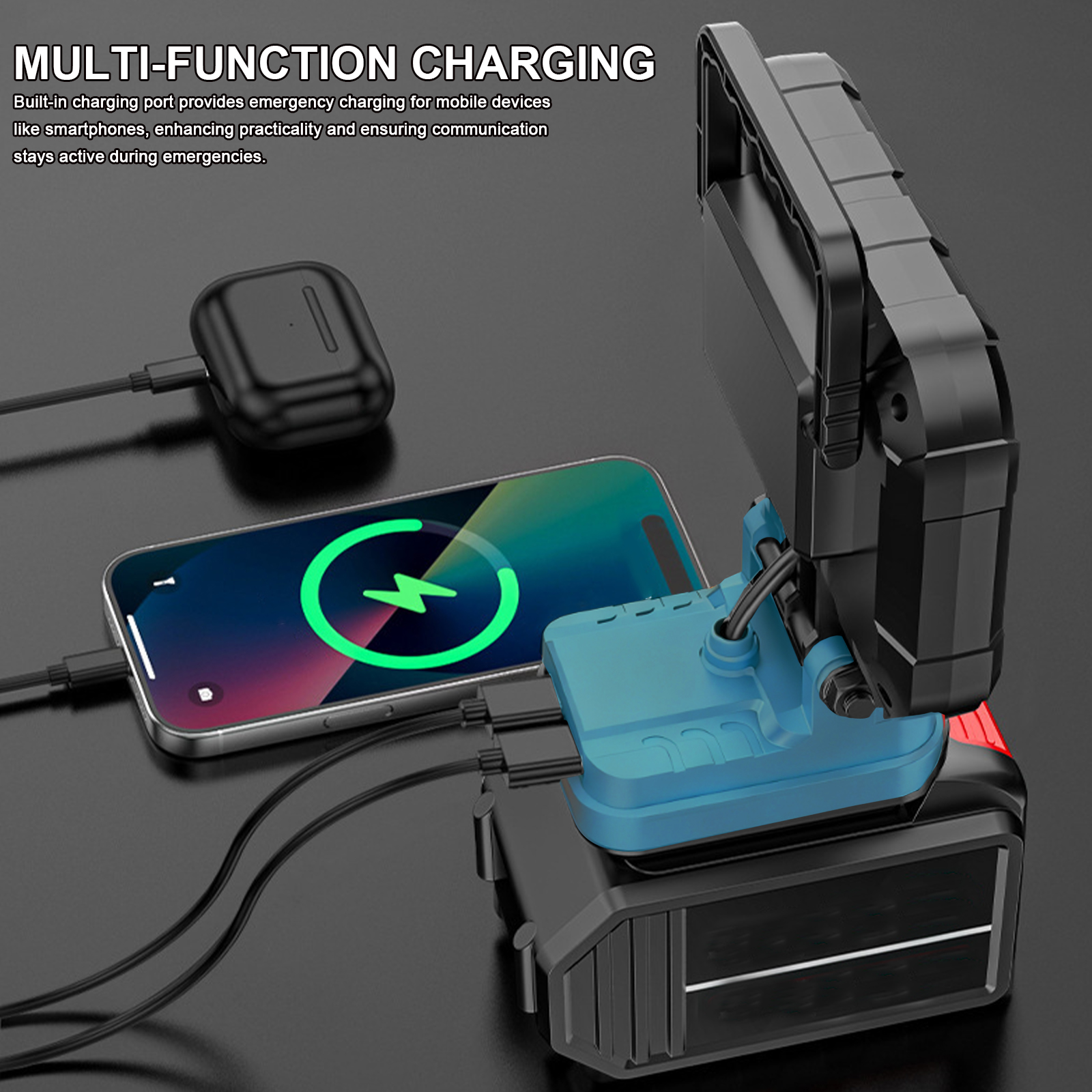 Portable LED Work Light For Makita Battery 2 USB Charging Port Power Bank Function Foldable Handle Lantern for Camping Repair
