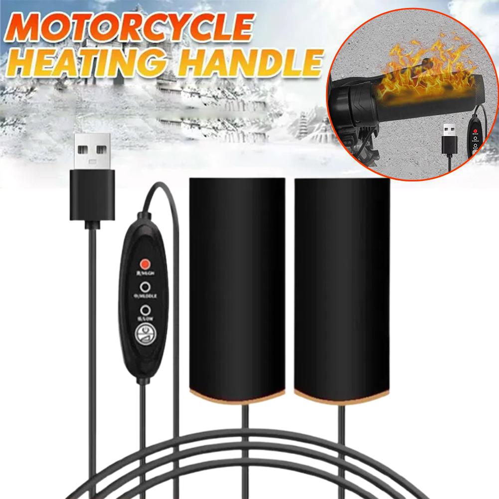 Motorcycle Heated Grips USB Adjustable Grips Electric Motorbike Handle Heating Heater Bicycle Winter Warm Accessory