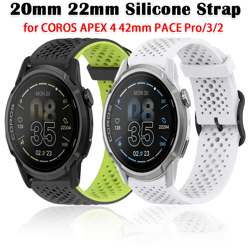 20mm 22mm Sports Silicone Strap for COROS APEX 4 42mm/APEX 2/2 Pro Bracelet Wristband COROS PACE Pro/3/2 Band Correa Accessories