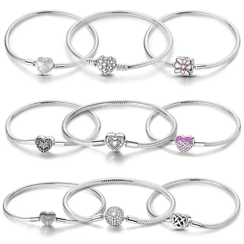 Couple Bracelet 925 Silver Color Black Rose Zircon Snake Chain Bracelets For Woman Man Romantic Luxury Jewelry Holiday
