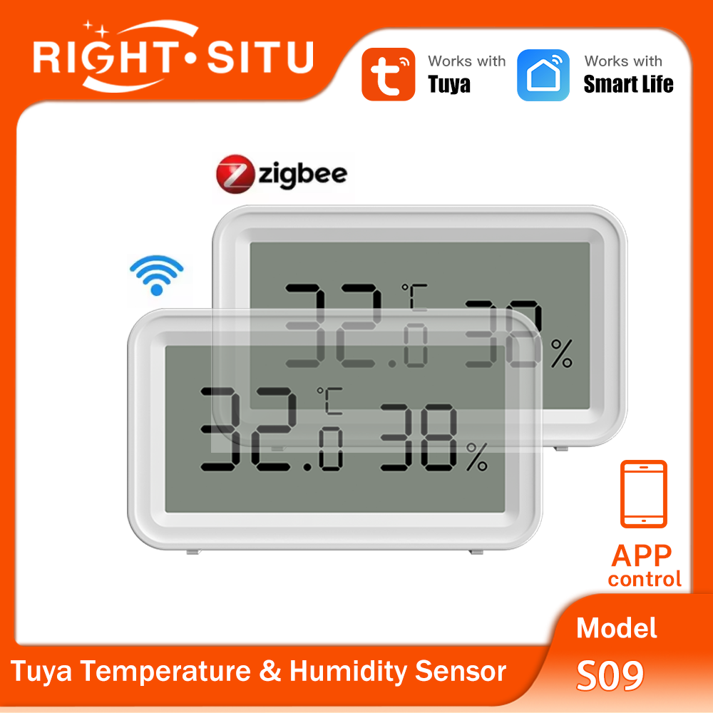 1~4pcs Tuya Zigbee 3.0 Temperature Humidity Sensor RightSitu ZTH02 Work With SmartLife Yandex Alexa