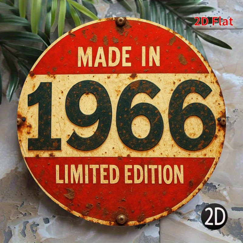 1pc Vintage 1966 Metal Sign/Red & Teal Retro Wall Decor/Made in 1966/Textured Metal Surface/No Electricity Needed/for Living Roo