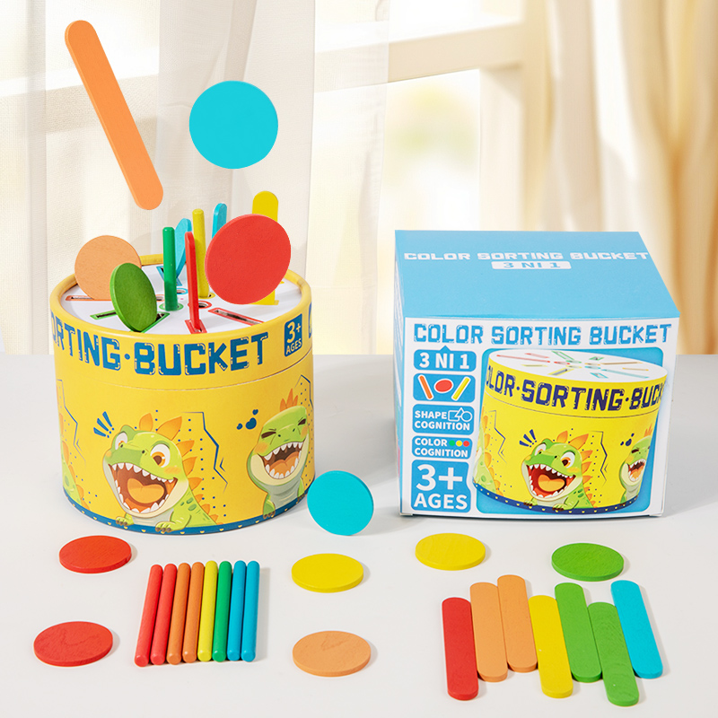 3 in i Montessori Toys Color Sorting Matching Bucket for Toddler Fine Motor Early Educational Puzzle Toy For Kid
