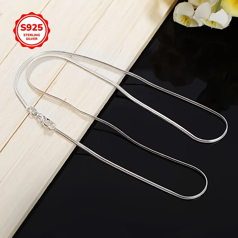 New Original 925 Sterling Silver classic Flat Snake 2MM Chain Necklace for Women men Fashion Jewelry Wedding