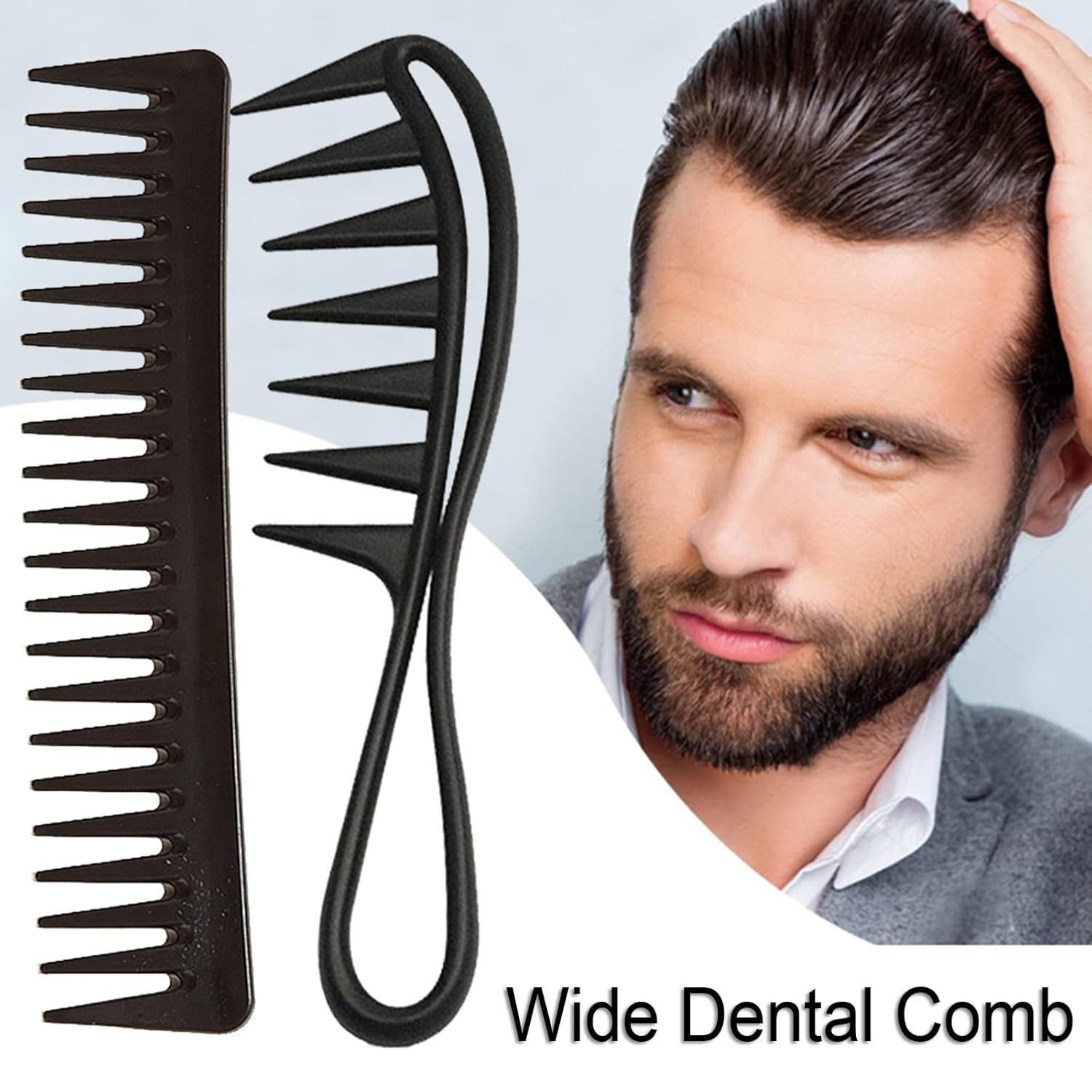 2-piece wide toothed comb set, anti-static, suitable for hair and curly hair care, portable hairdressing tool for travel