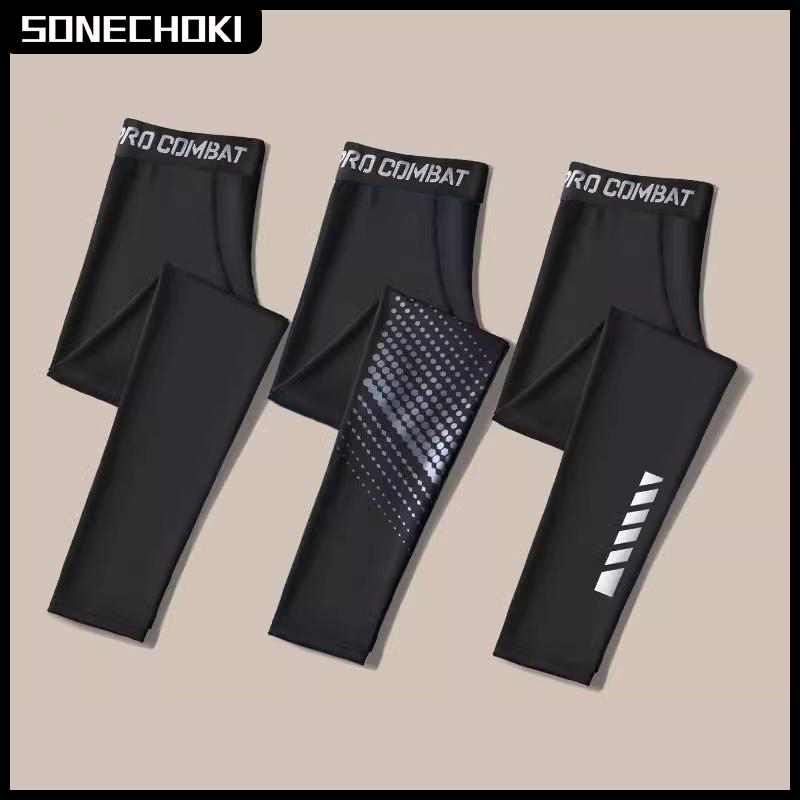 SONECHOKI Compression Pant Men Training Gym Leggings Dry Fit Running Tights Fitness Basketball Jogging Workout Trouser Polyester