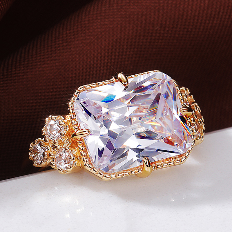 Huitan Big Square CZ Women Wedding Rings Luxury Proposal Engagement Party Anniversary Ring Noble Female Statement Jewelry