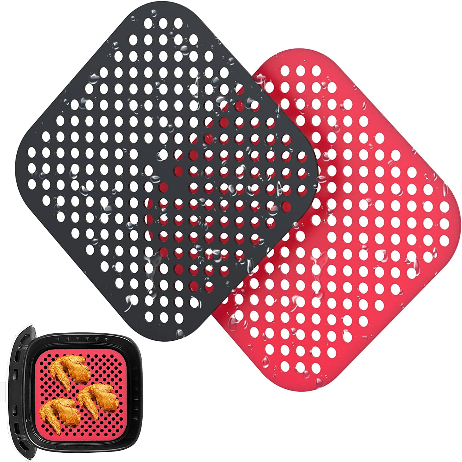 Reusable Air Fryer Silicone Liner Mat Non-Stick Baking Mat round Square Kitchen Accessory for Healthy Cooking