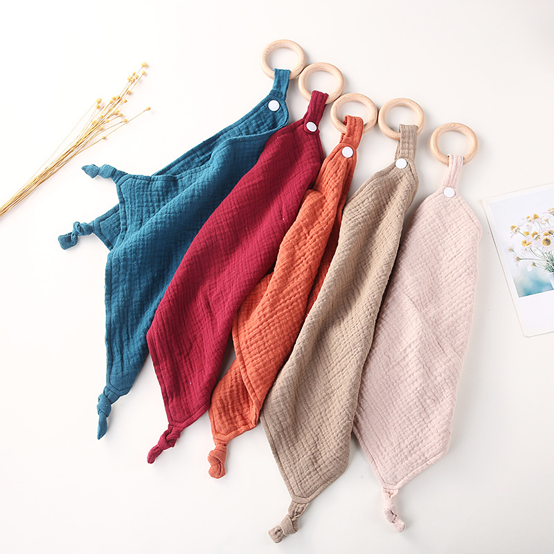 Wooden Drool Bib Ons Baby Saliva Towel Soft Cotton Baby Burp Cloth Kindergarten Handkerchief Newborn Washcloth Nursing Towel