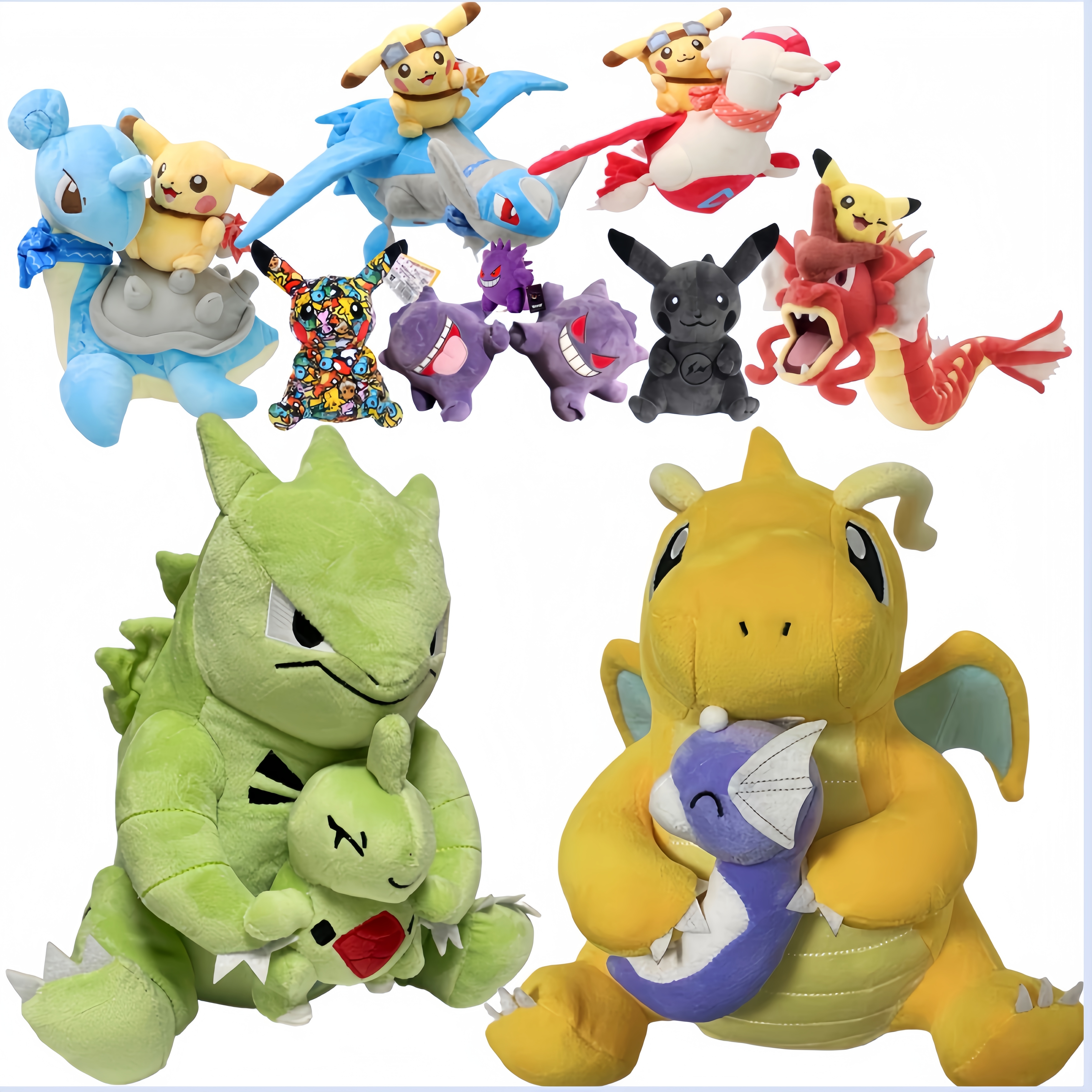 Pokemon Gengar Peluche Doll Dragonite Holding Dratini Tyranitar Larvitar Pupitar Toy Pikachu Riding Lapras Latios Latias Doll