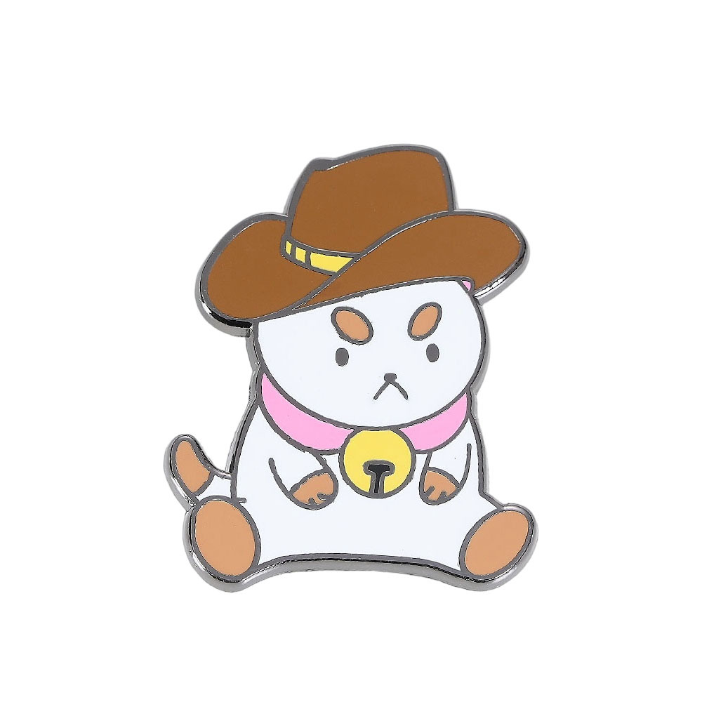 1pc Manga Cartoon Cute Cat Metal Brooch with Pink Collar, Yellow Bell, Kitten Pin Accessory