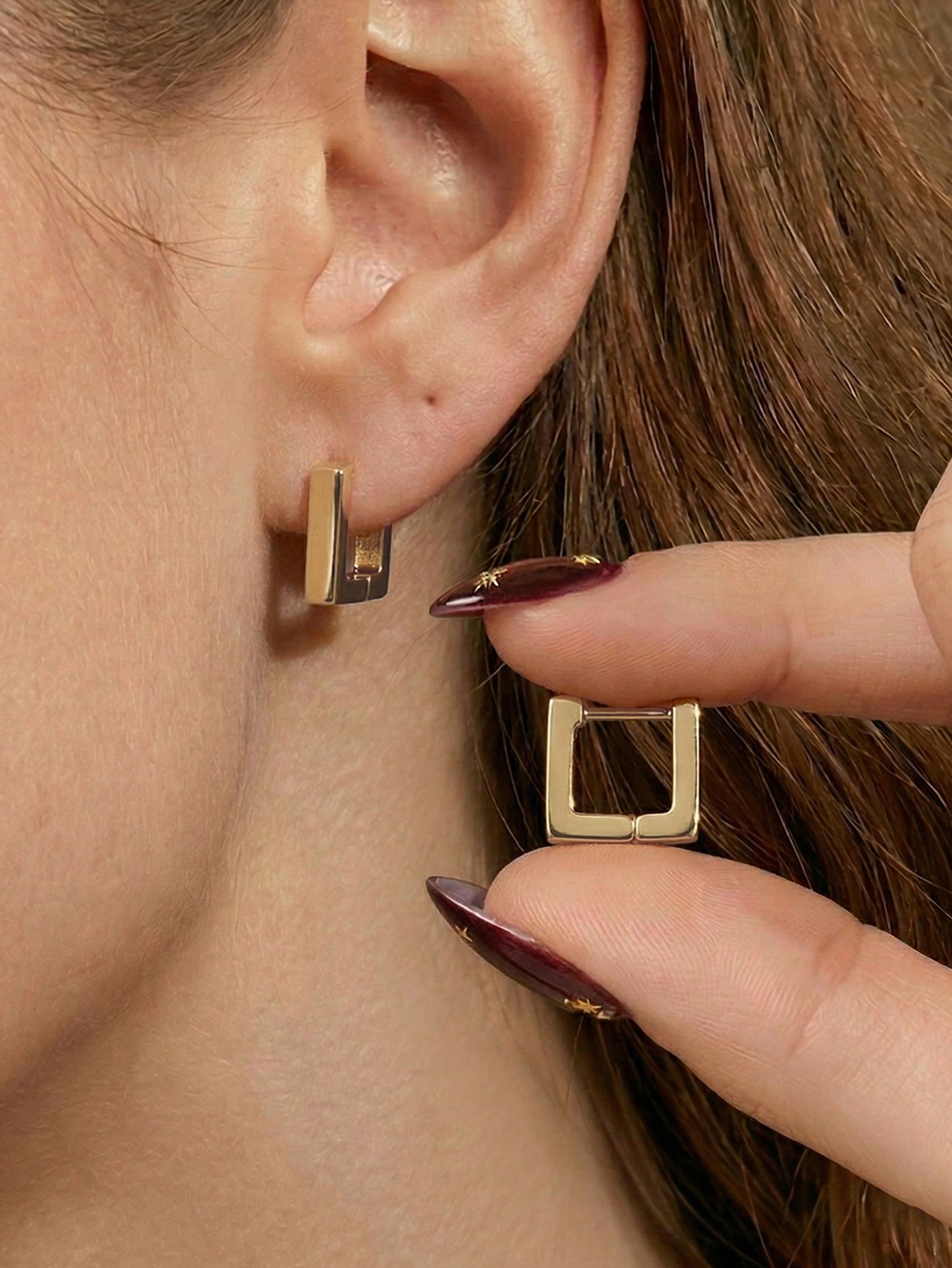 1 Pair Stainless Steel Geometric Square Unisex Punk Rock Earrings Women Men Piercing Push-Back Clip Ear Rings Party Jewelry