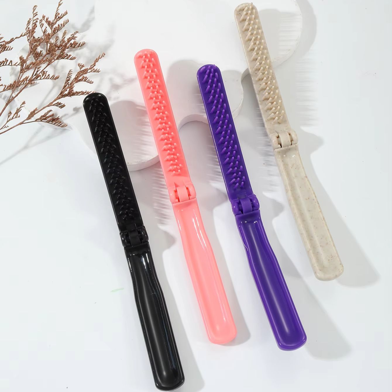 Travel Portable Folding Hair Comb - Pocket Size Design, Durable Plastic Bristles and ABS Handle for Hair Accessories