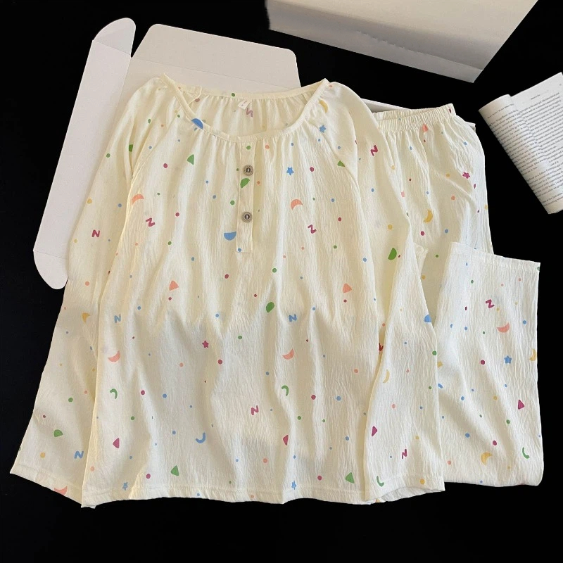 Women's Cute Cat Print Pajamas Set Y2K Harajuku Style Sweet Kawaii Pajamas Set for Women Spring Summer 2026 2PCS/Set Sleepwear