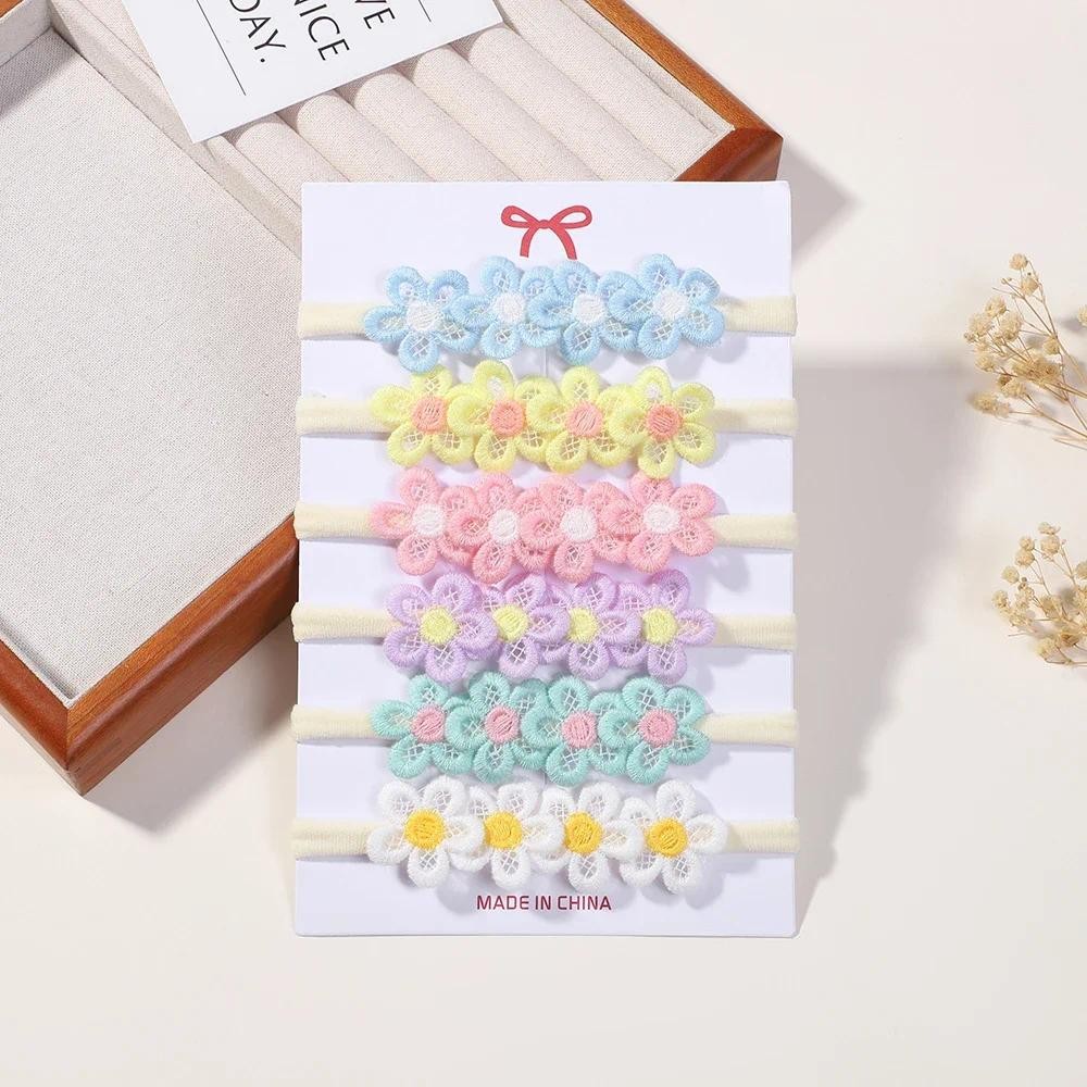 6PCS/lot Baby Cute Lace and Flower Colorful Decorated Headbands for Girls Elastic Headbands Daily Accessories for Kids