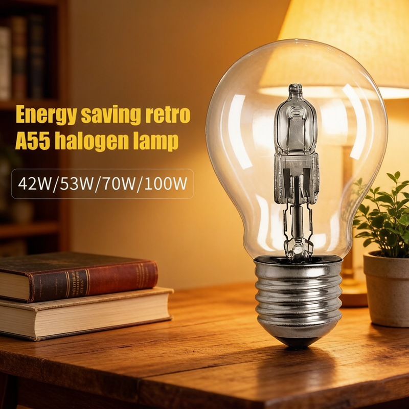 E27 Base Halogen Spotlight Bulb, A55 Reflector Shape, 28W-100W Universal Wattage, Durable Downlight Replacement Light Fixture