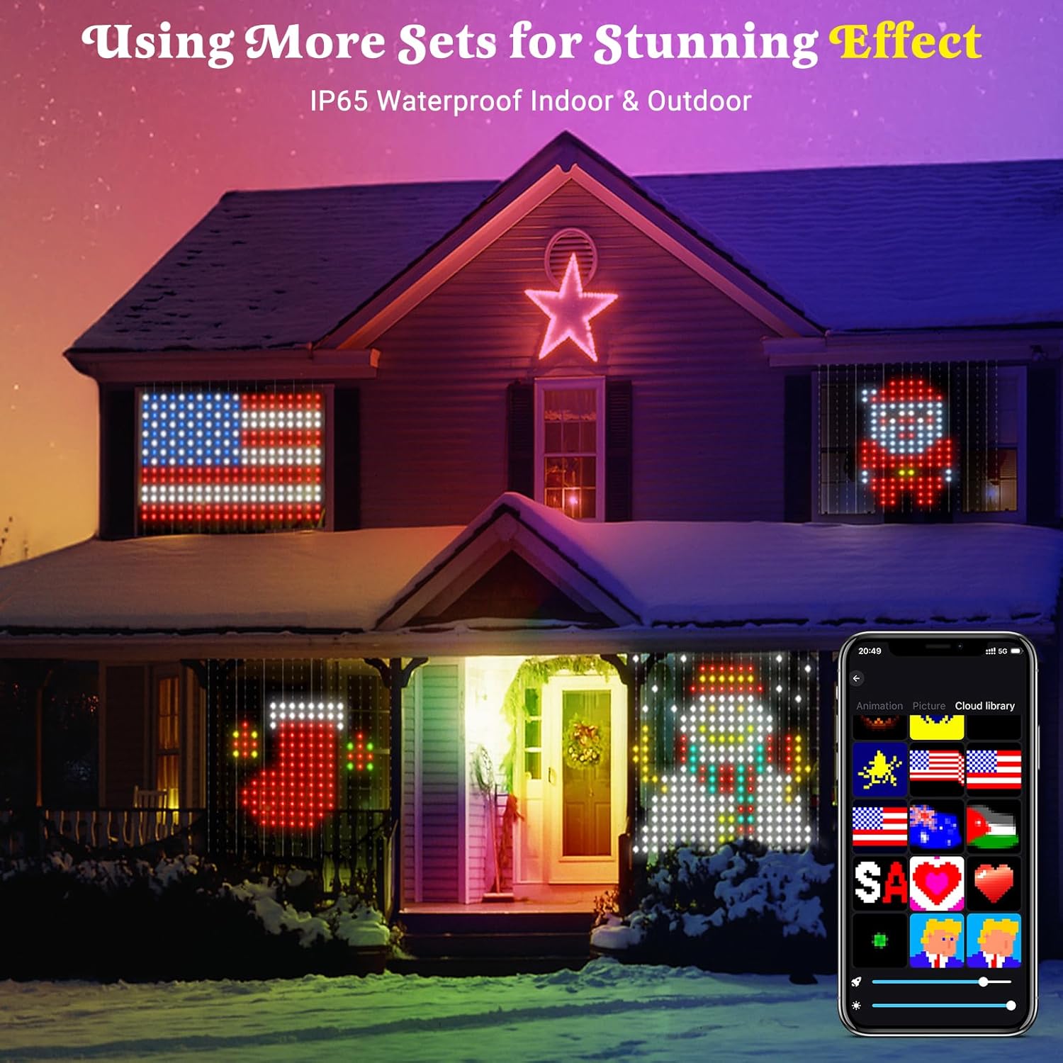 GCTECHING LED Smart Curtain Lights Room App DIY RGB Fairy Lights Music Window Strip Lights Home Room Decoration