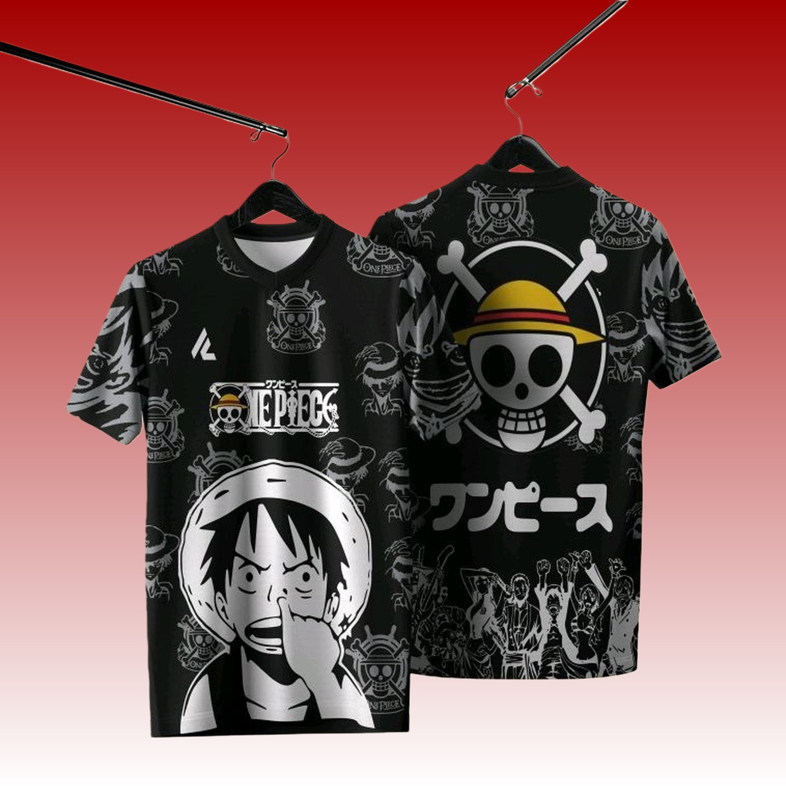 2026 New Football Jerseys, Japanese Anime Bandai One Piece Luffy and Zoro T-shirt, Sporty Street Loose for Men and Children