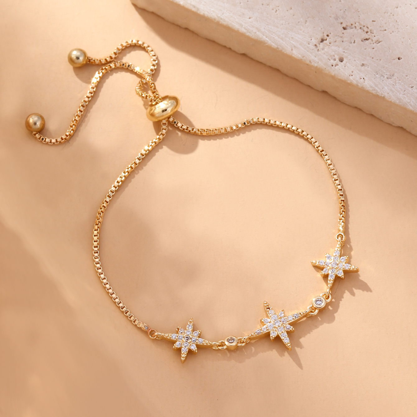 European American Style Eight-Pointed Star Zircon Bracelet for Women Cubic Zirconia Simple Versatile Bracelet Charm Jewelry