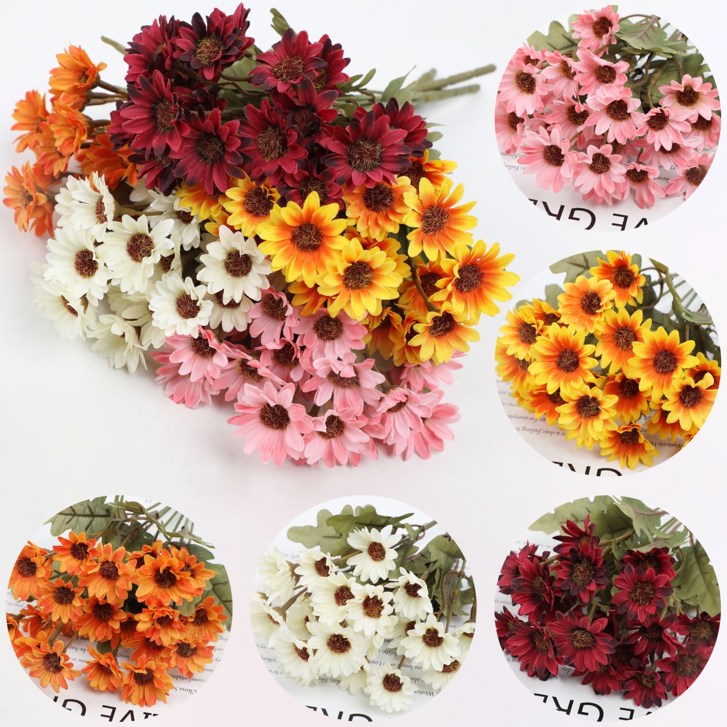 1/3PCS Artificial Silk Gerbera Daisy Flowers Bulk Realistic Fake Floral- for Outdoor Home Indoor Garden Porch -Decor