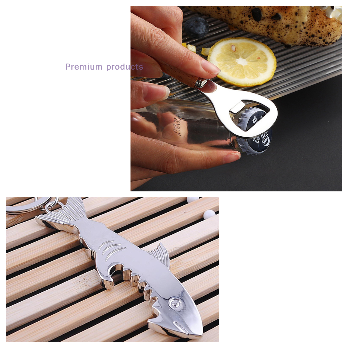 1PC Wooden Handle Bottle Opener Stainless Steel Unique Design Perfect For Opening , Soda, And Other Beverage Bottles.