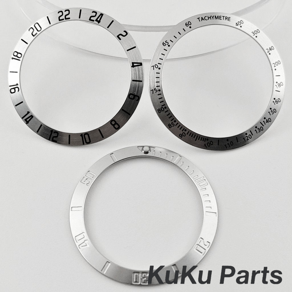 NH35 Function Silver 38MM Chronograph Indices Sloping Bezel Insert SUB Diving NH34 GMT Watch Insert Watch Replace Aluminum Bezel