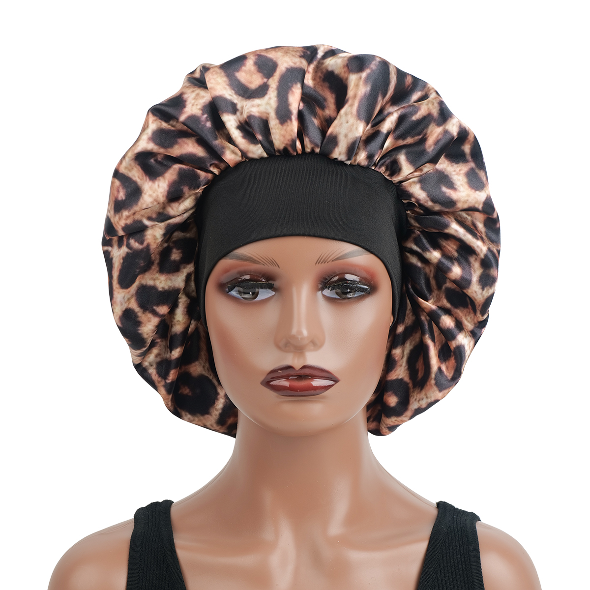 1PC Unisex Leopard Print Single-Layer Sleep Cap Soft Comfortable Hair Protection Hat for All Hair Types