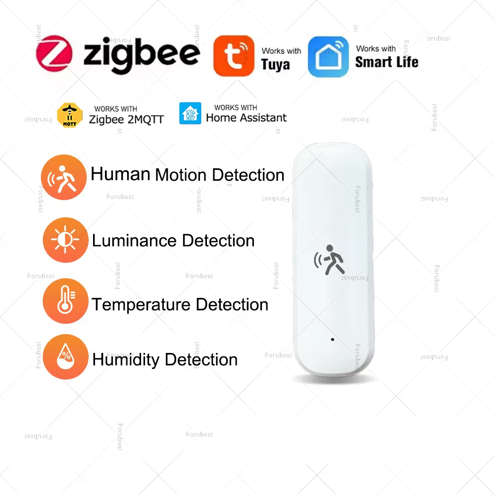 Tuya Zigbee Motion Sensor Human Body Movement Sensor With Luminance Detector /Temperature And Humidity Sensor Security Alarm Z2M